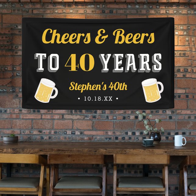 Custom Cheers & Beers Meilenstein Geburtstagsparty Banner (Von Creator hochgeladen)