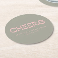 Custom Cheers Sage Green Pink Chic Moderne Hochzei