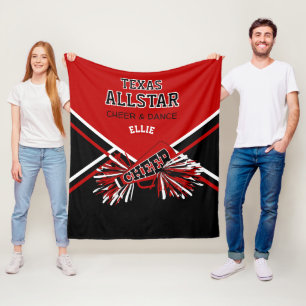 Custom - Cheleader 📣 - Rot, Schwarz & Weiß Fleecedecke