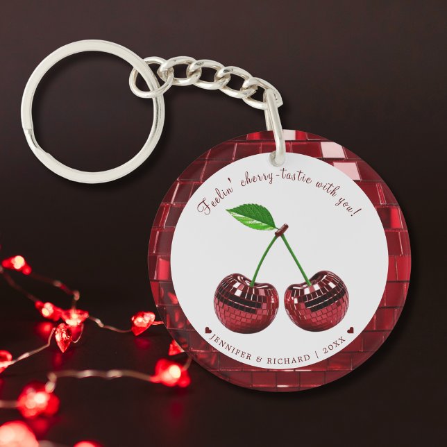 Custom Cherry Disco Ball Valentine's Day (Custom Cherry Disco Ball Valentine's Day Keychain)