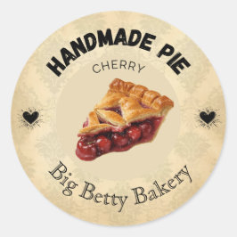 Custom Cherry Pie Labels | Personalisierte Bäckere Runder Aufkleber