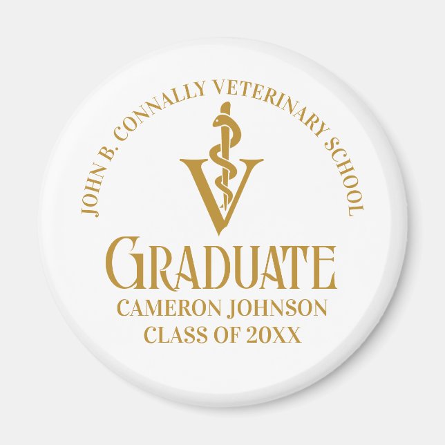 Custom Chic Gold Veterinary School Abschluss Magnet (Vorne)