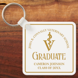 Custom Chic Gold Veterinary School Abschluss Schlüsselanhänger