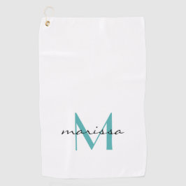 Custom Chic Ladys Aquamarin Name Monogram Golf Han Golfhandtuch