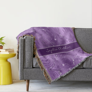 Custom Chic Luxus Lila Silver Glitzer Muster Decke