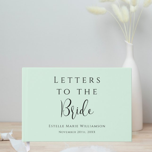 Custom Chic Pastel Mint Green Letters to Bride Gästebuch (Von Creator hochgeladen)