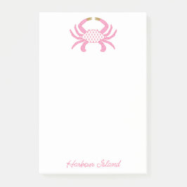 Custom Chic Pink Crab | Coastal Sticky Notes Post-it Klebezettel