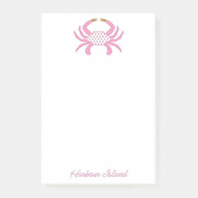 Custom Chic Pink Crab | Coastal Sticky Notes Post-it Klebezettel (Vorderseite)