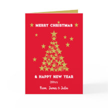 Custom Chic Red & Gold Glitzer Stars Weihnachten