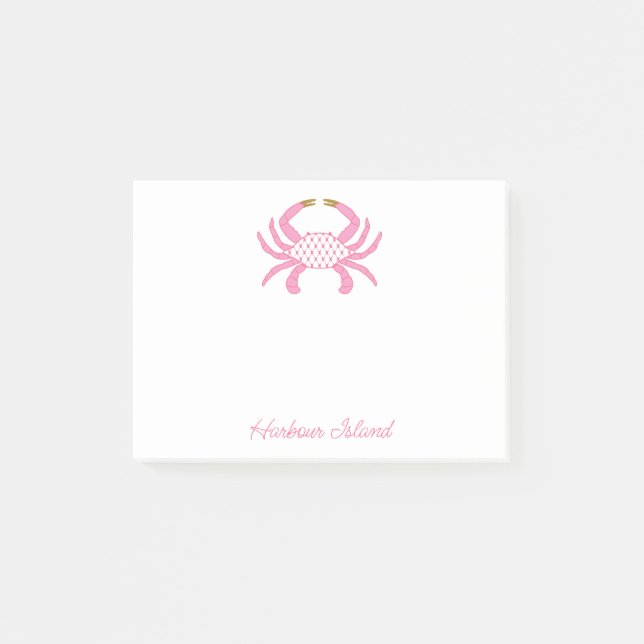 Custom Chic Rosa Krabbe | Coastal Haftnotizen Post-it Klebezettel (Vorderseite)