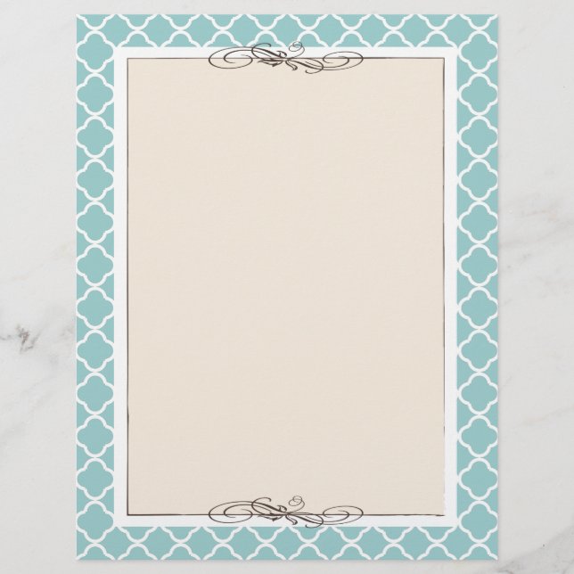 CUSTOM Chic Tan & Aquamarin Trellis Border (Vorderseite)