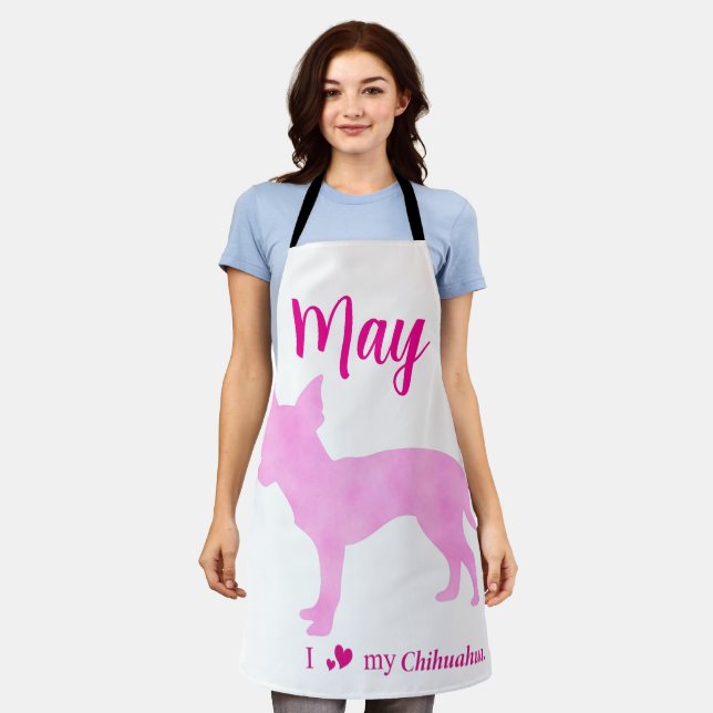 Custom Chihuahua Apron Pastel Pink Silhouette Schürze (Getragen)