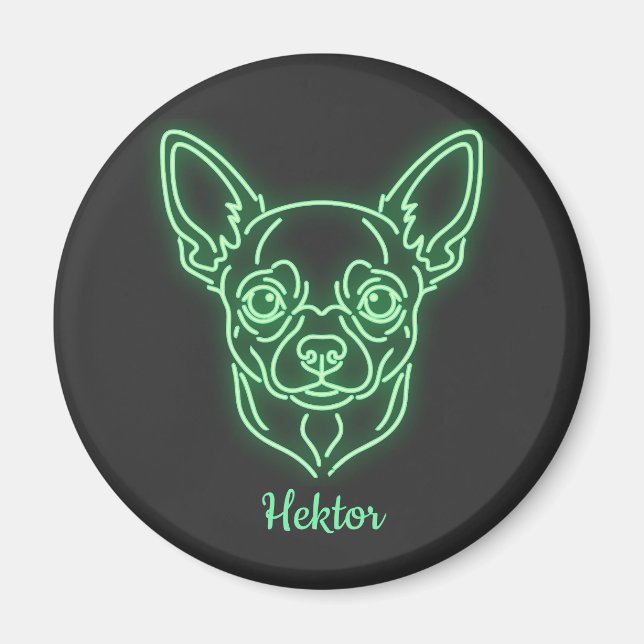 Custom Chihuahua Neon Glow Personalized Magnet (Vorne)