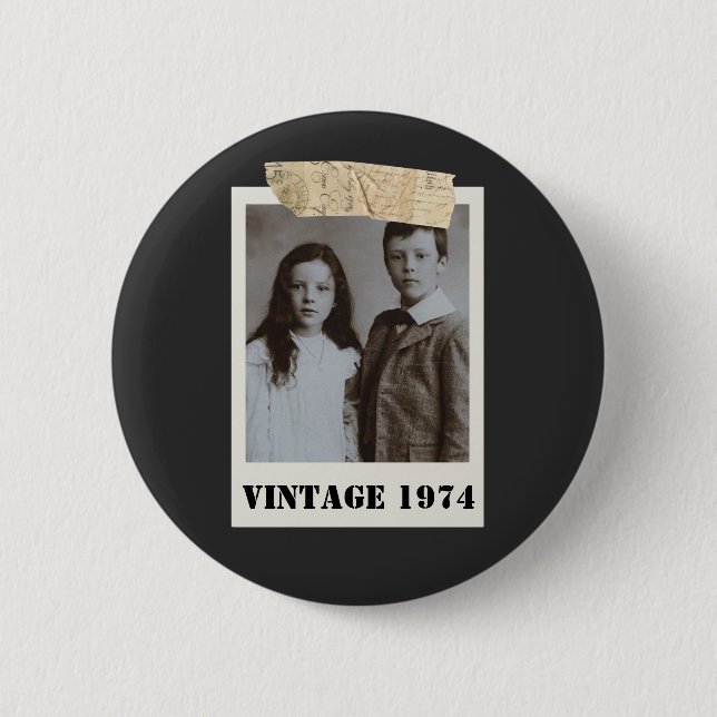 Custom Childhood Photo & Year Vintage Personalized Button (Vorderseite)