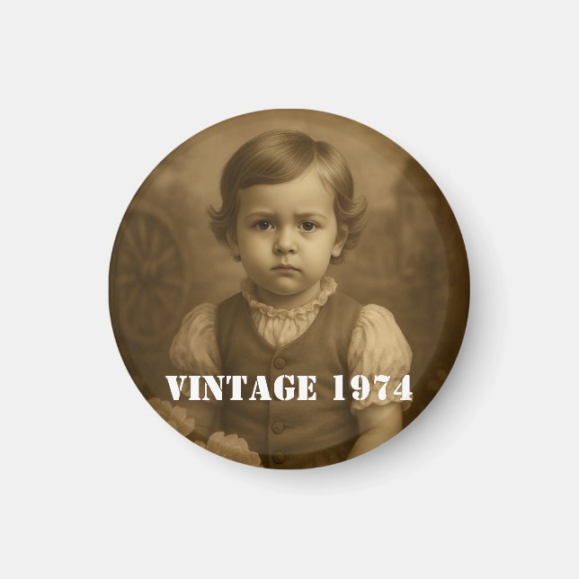 Custom Childhood Photo & Year Vintage Personalized Magnet (Vorne)