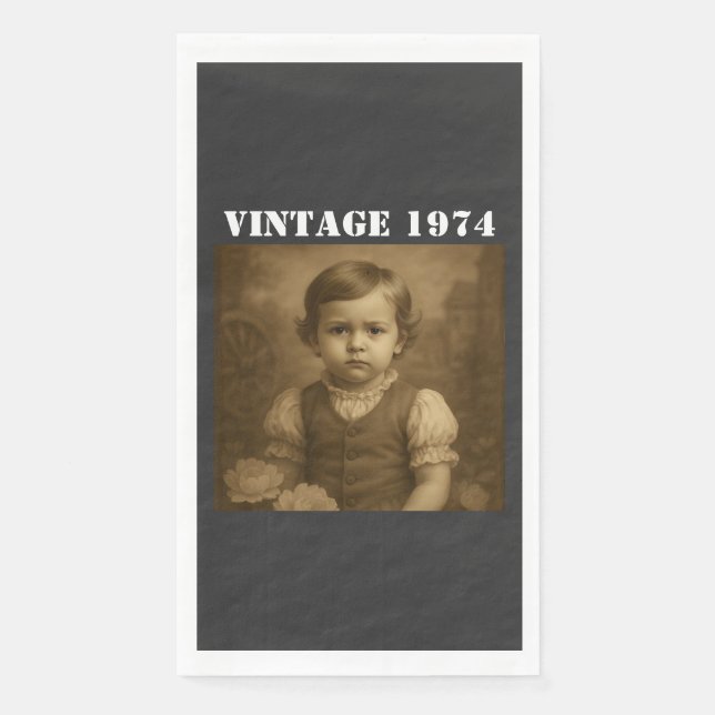 Custom Childhood Photo & Year Vintage Personalized Serviette (Vorderseite)