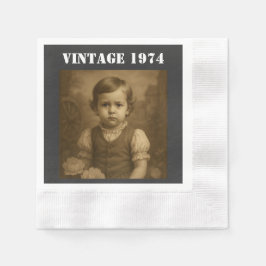 Custom Childhood Photo & Year Vintage Personalized Serviette