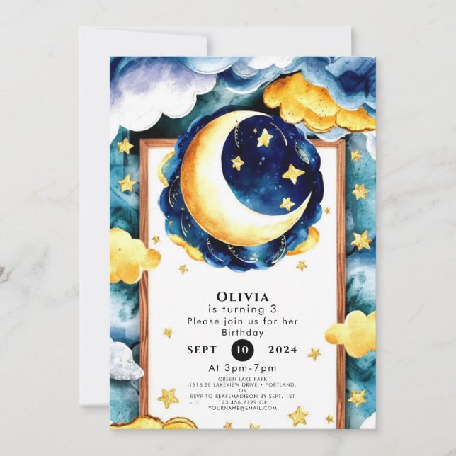 Custom Children Moon Geburtstag Einladung (Vorderseite)