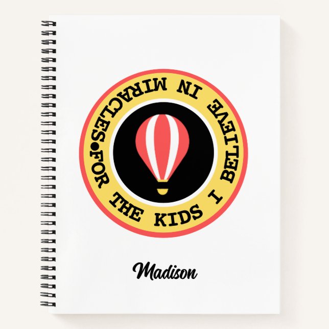 Custom Children's Miracle Network Name Red Yellow Notizbuch (Vorderseite)