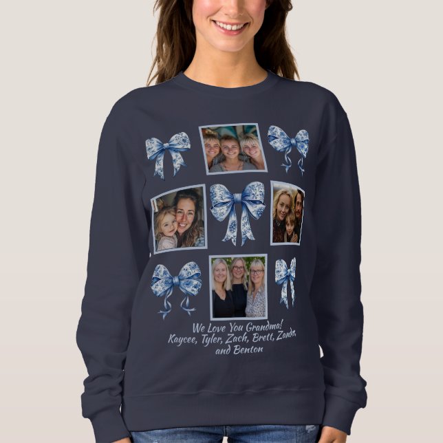 Custom Chinoiserie Grandma Foto Collage Geschenk Sweatshirt (Vorderseite)