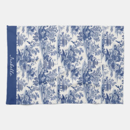 Custom Chinoiserie Muster Pagoda Blau Weiß Geschirrtuch