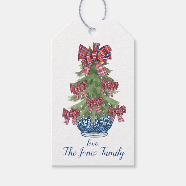 Custom Chinoiserie Weihnachtsbaum, Grandmillenial Geschenkanhänger (Vorderseite)