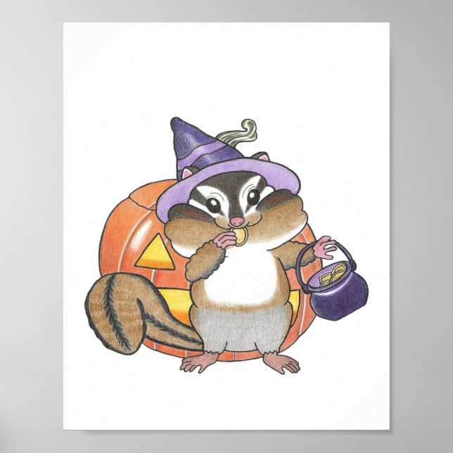 Custom Chipmunk Halloween Animal Kinderzimmer Post Poster (Vorne)