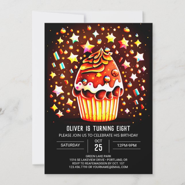 Custom Chocolate Bliss Muffin Geburtstag Einladung (Vorderseite)