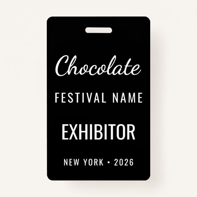 Custom Chocolate Festival QR Code Exibitor ID Ausweis (Vorderseite)