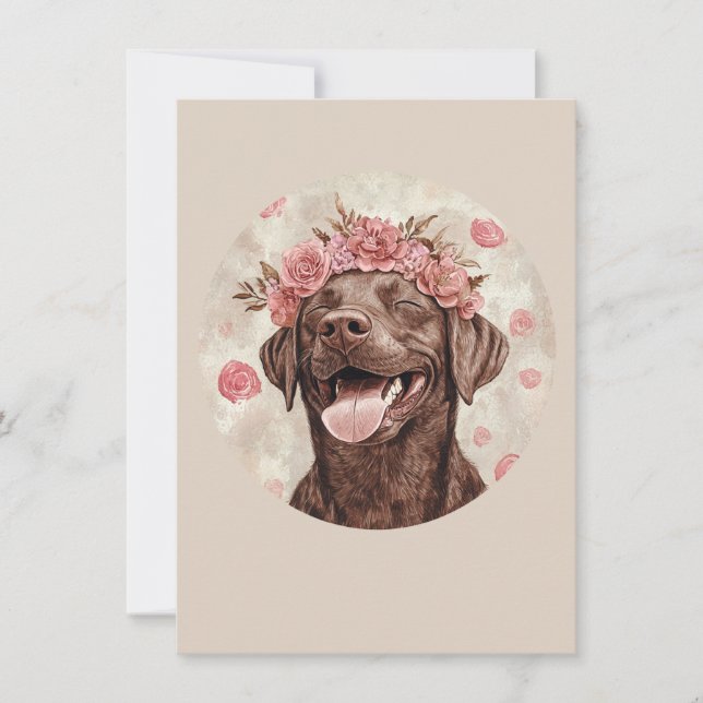 Custom Chocolate Labrador Hund Pink Freude Gruß (Vorderseite)
