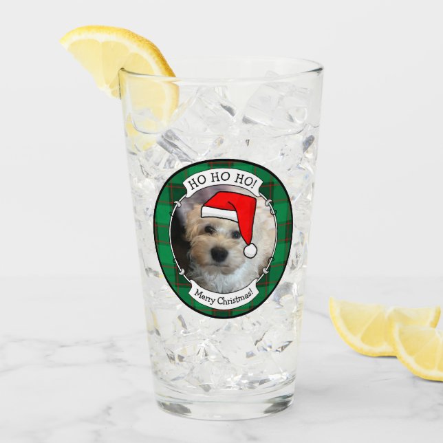 Custom Christmas 2 Foto Frame Rot & Grün Kariert Glas (Vorderseite Ice)
