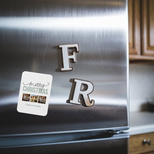 Custom Christmas 3 Spaces Family Foto Magnet (Von Creator hochgeladen)