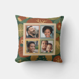 Custom Christmas 4-Photo Family Collage Kissen