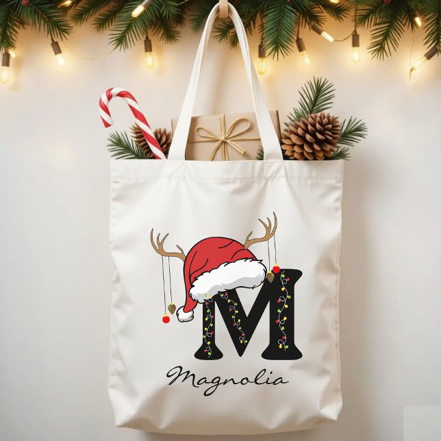 Custom Christmas Alphabet Monogram Bag for Women Tragetasche (Christmas alphabet tote, family Christmas tote, monogram Christmas tote, personalized tote bag,)