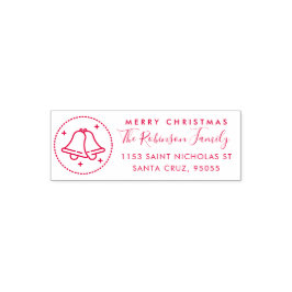Custom Christmas Bells Family Name Rücksendeadress Permastempel