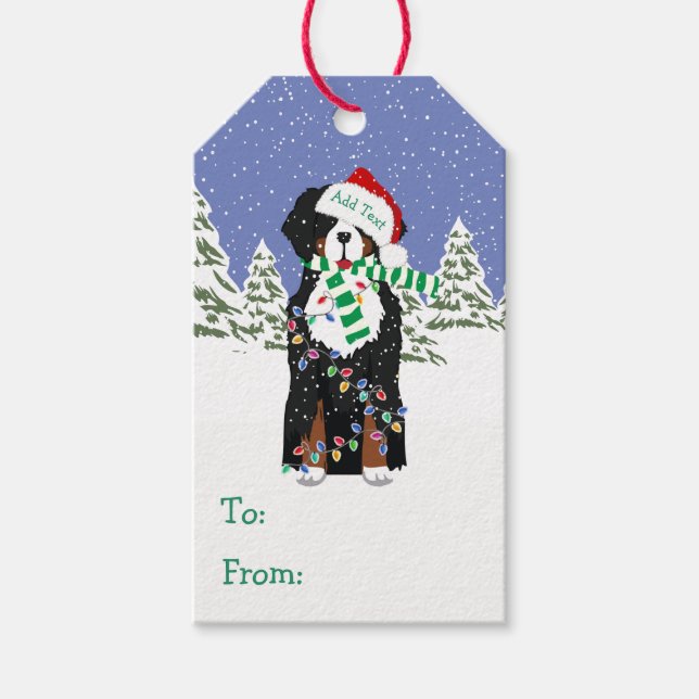 Custom Christmas Bernese Mountain Holiday Dog Geschenkanhänger (Vorderseite)