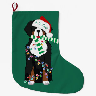 Custom Christmas Bernese Mountain Holiday Dog Großer Weihnachtsstrumpf