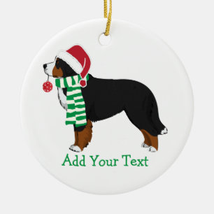 Custom Christmas Bernese Mountain Holiday Dog Keramik Ornament