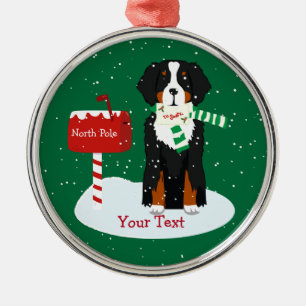 Custom Christmas Bernese Mt Dog Letter to Santa Silbernes Ornament