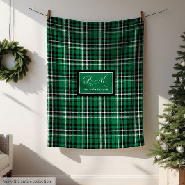 Custom Christmas Blanket Green Black Tartan Decor Fleecedecke