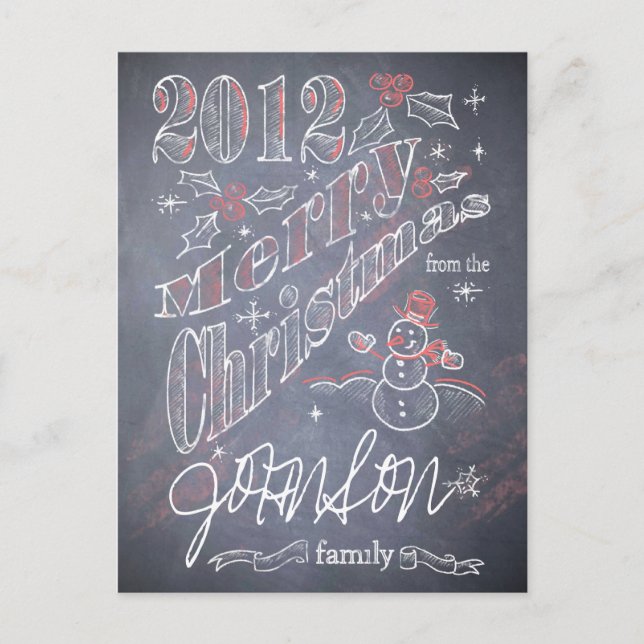 Custom Christmas Chalkboard Postkarte (Vorderseite)