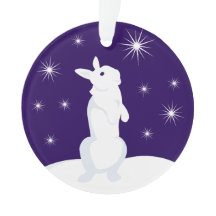 Custom Christmas Circle Ornament Rabbit