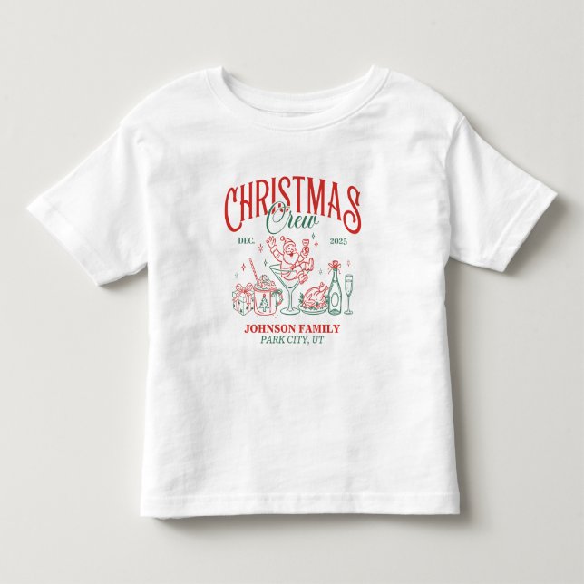 Custom Christmas Crew Matching Family Group Kleinkind T-shirt (Vorderseite)
