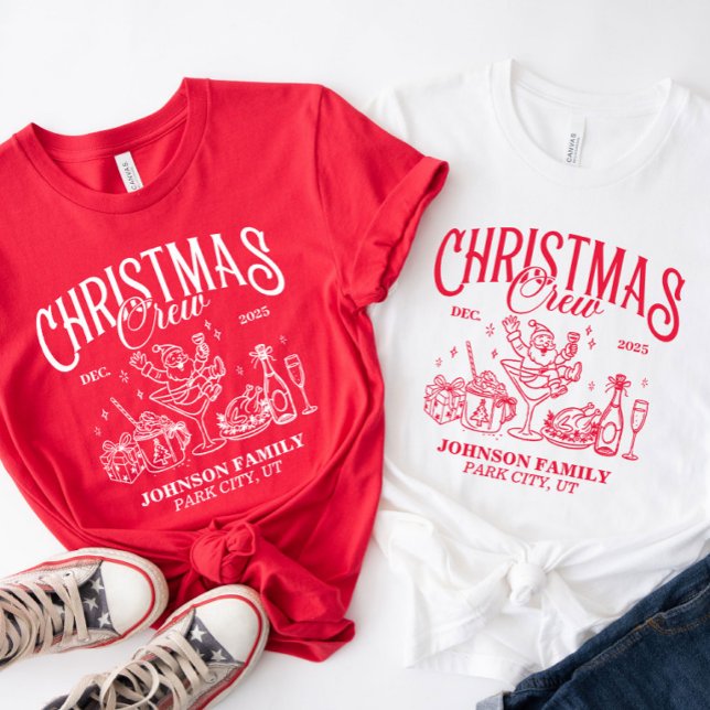 Custom Christmas Crew Matching Family Group T-Shirt (Von Creator hochgeladen)