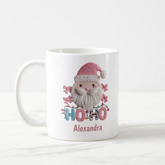 Custom Christmas Cute Santa “Ho Ho Ho” Holiday  Kaffeetasse (Links)