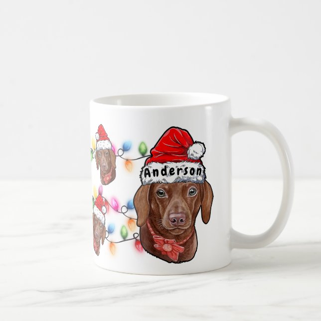 Custom Christmas Dackel Head Weihnachtsmannmütze D Kaffeetasse (Rechts)