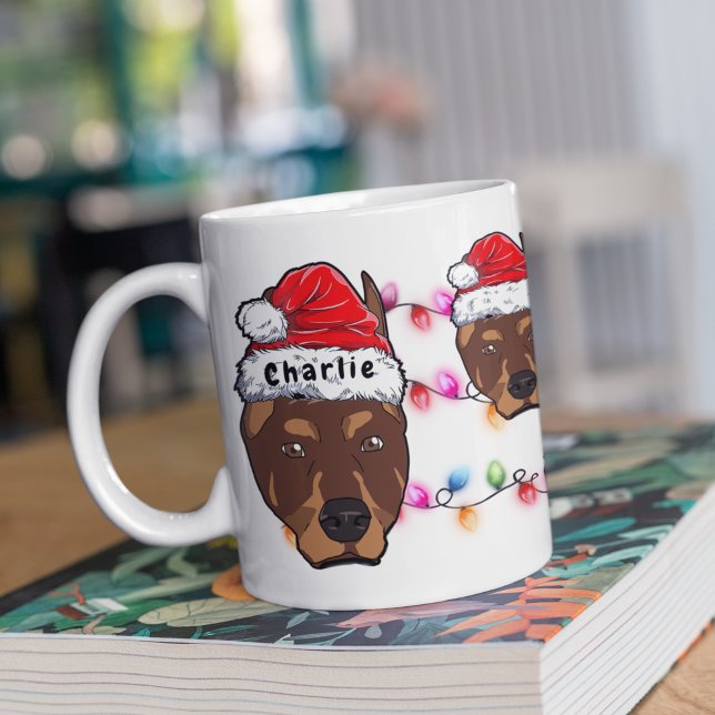 Custom Christmas Doberman Head Weihnachtsmannmütze Kaffeetasse (Von Creator hochgeladen)