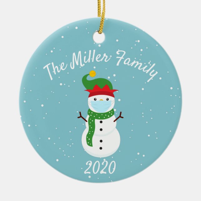 Custom Christmas Face Mask Snowman 2020 Keramik Ornament (Vorne)
