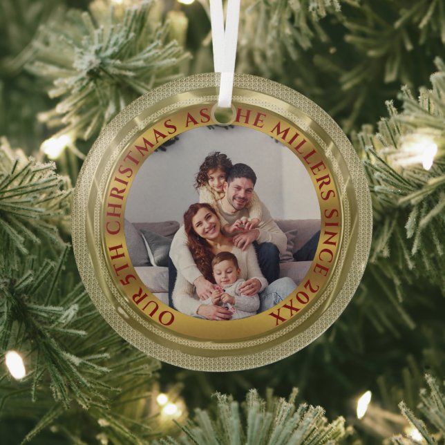 Custom Christmas Foto Gold Foto Ornament Aus Glas (InSitu)