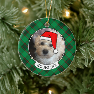 Custom Christmas Foto Rahmen rot & grün Karierte H Keramik Ornament